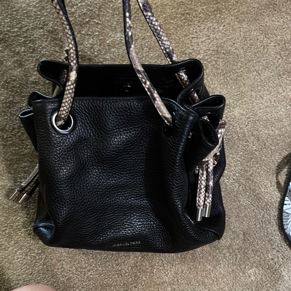 Michael Kors Black Shoulder Bag with Textured Leather